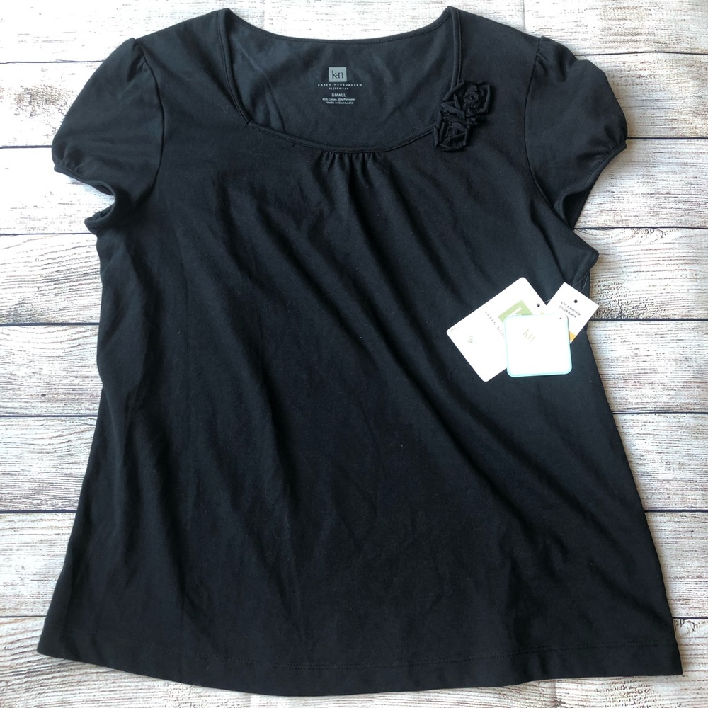 Karen Neuburger Top Quick Dry Small Black NWT